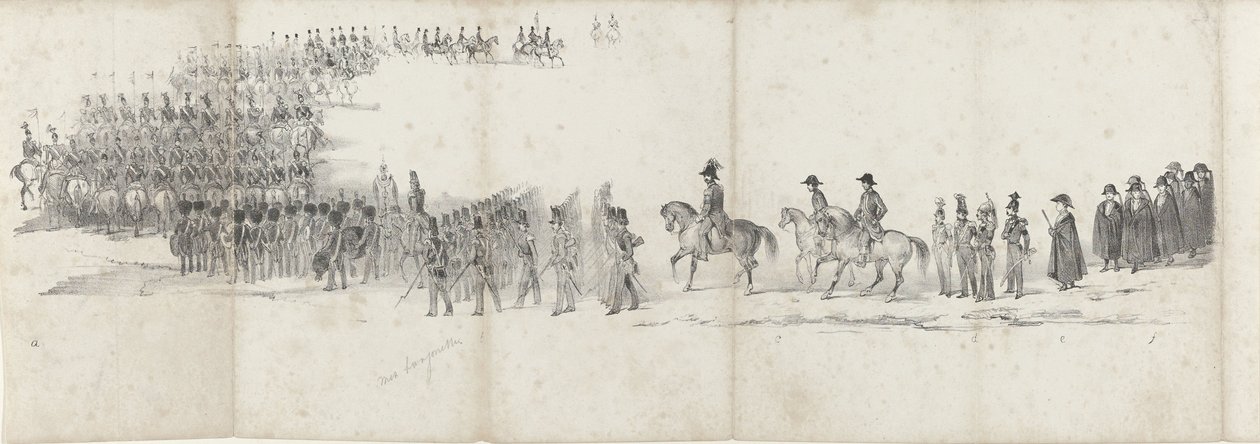 Begravning av den avlidne kung Willem II i Delft den 4 april 1849 (sida 1) Fem sammanhängande ark av Vilhelm II:s begravningståg 1849 (serietitel) av Anonymous