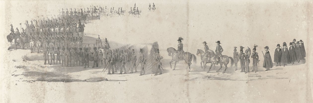 Begravning av den avlidne kung Willem II i Delft den 4 april 1849 (sida 2) Fem sammanhängande ark av Vilhelm II:s begravningståg 1849 (serietitel) av Anonymous