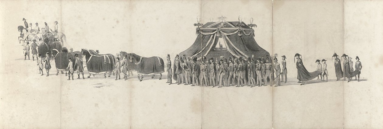 Begravning av den avlidne kung Willem II i Delft den 4 april 1849 (sida 4) Fem sammanhängande ark av Vilhelm II:s begravningståg 1849 (serietitel) av Anonymous