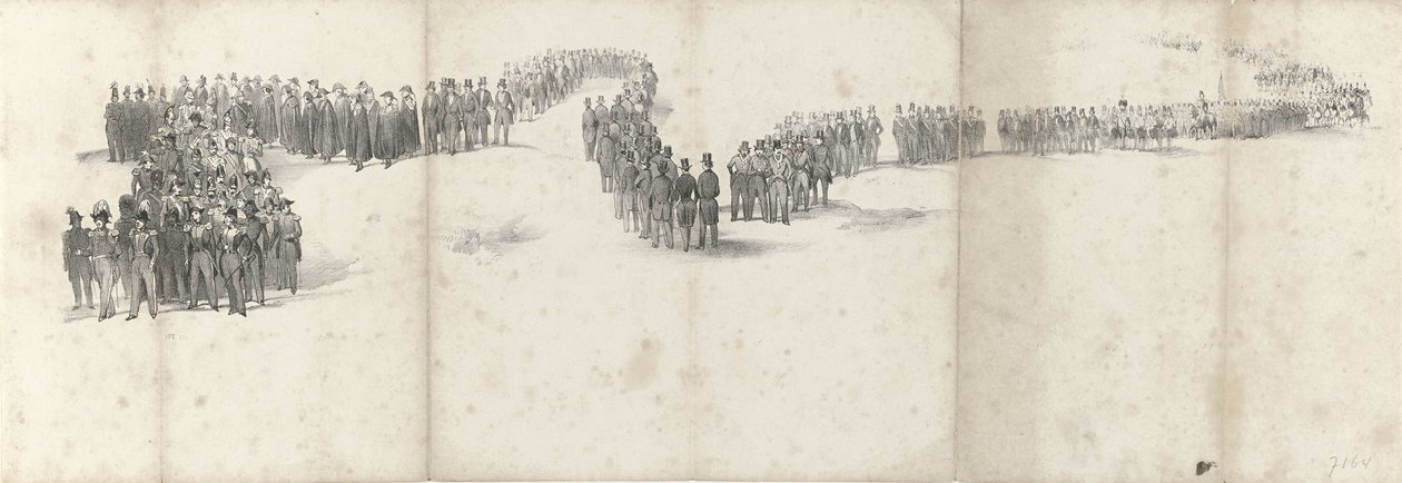 Begravning av den avlidne kung Willem II i Delft den 4 april 1849 (sida 5) Fem sammanhängande ark av Vilhelm II:s begravningståg 1849 (serietitel) av Anonymous
