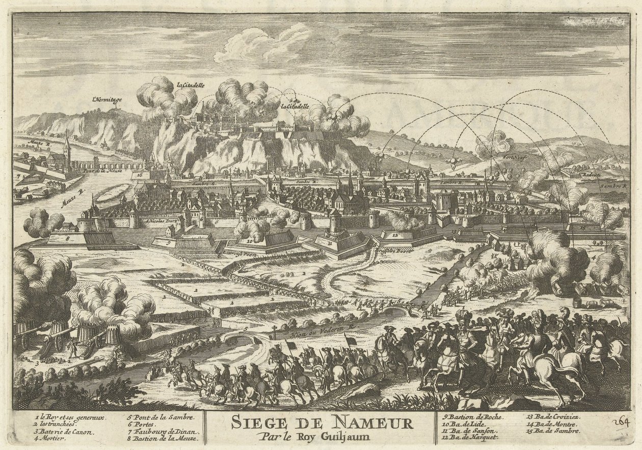 Beleg van Namen av konung Willem III, 1695 Siege de Nameur av Roy Guiljaum (titel på objekt) The Forces of Europe, Asia, Africa and America (...) Liksom kartorna över Frankrikes och Spaniens kuster (serietitel på objekt) av Anonymous