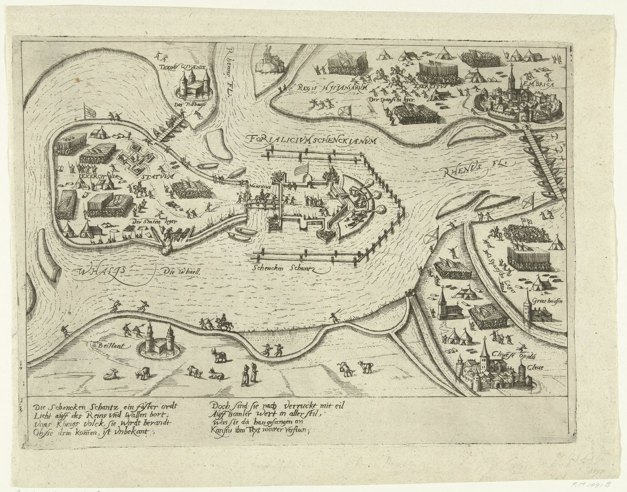 Spanjorernas belägring av Schenkenschans, 1599 Forialicium Schenckianum (titel på objekt) av Anonymous