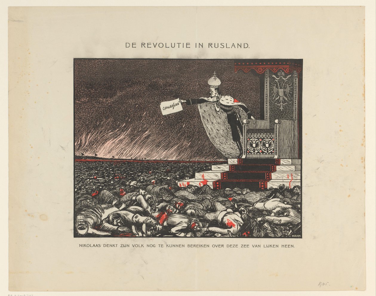Blodigt förtryck av tsar Nicholas II av revolutionen 1905 Revolutionen i Ryssland (titel på objekt) av Anonymous
