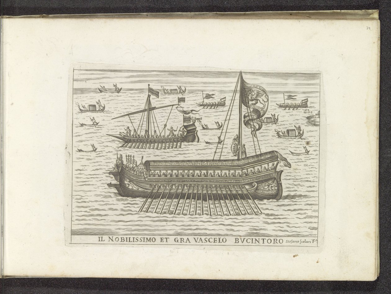 Bucintoro och andra fartyg i Venedig Il nobilissimo et gra vascelo Bucintoro (titel på objekt) av Anonymous