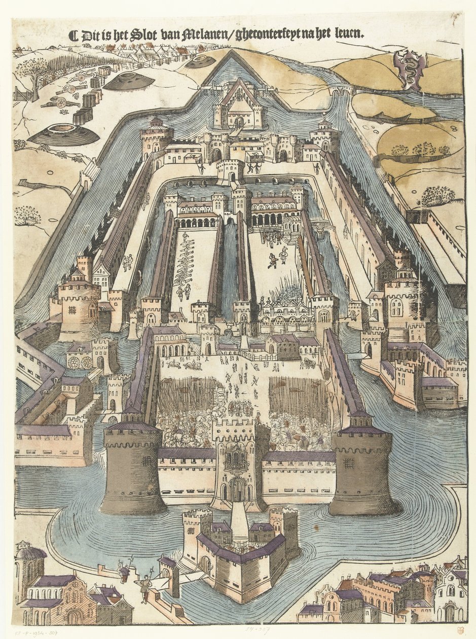 Castello Sforza Detta är slottet Melanen/gheconterfeyt efter livet (titel på objektet) av Anonymous