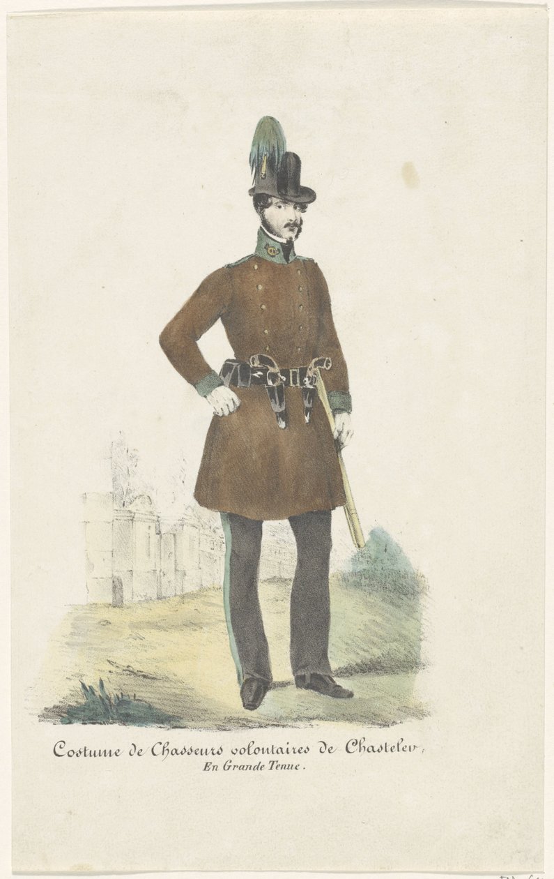 Jägare av markisen de Chasteler, 1830 Chasteler Voluntary Hunters Costume, Full Uniform (titel på objekt) av Anonymous