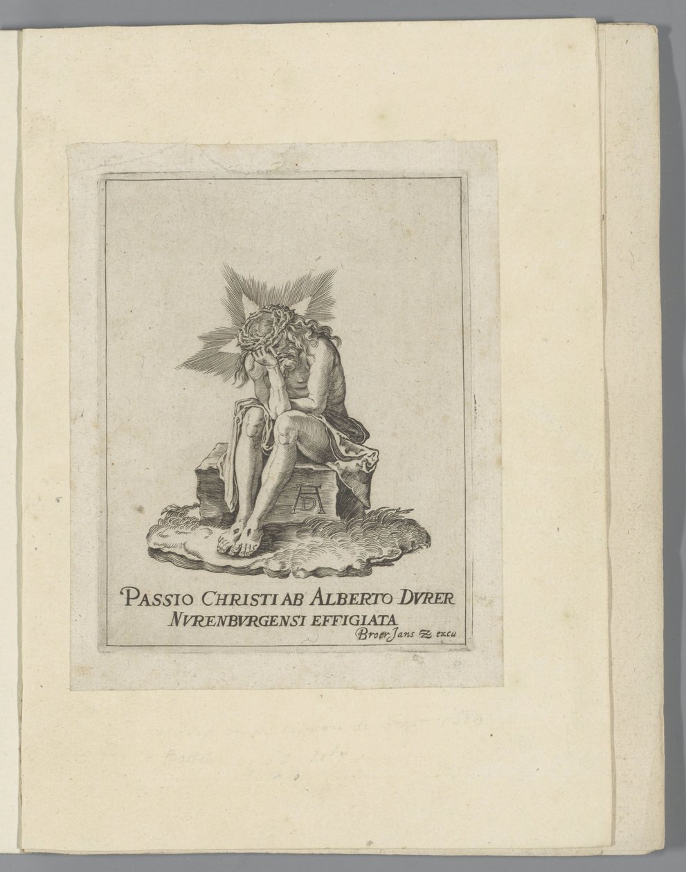Kristus på den kalla stenen The Little Passion (serietitel) Passio Christi Ab Alberto Durer Nurenburgensi Effigiata (serietitel på objekt) av Anonymous
