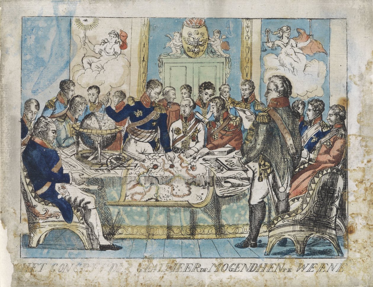 Wienkongressen, 1815 Allierade Mogendhens kongress i Wien (titel på objekt) av Anonymous
