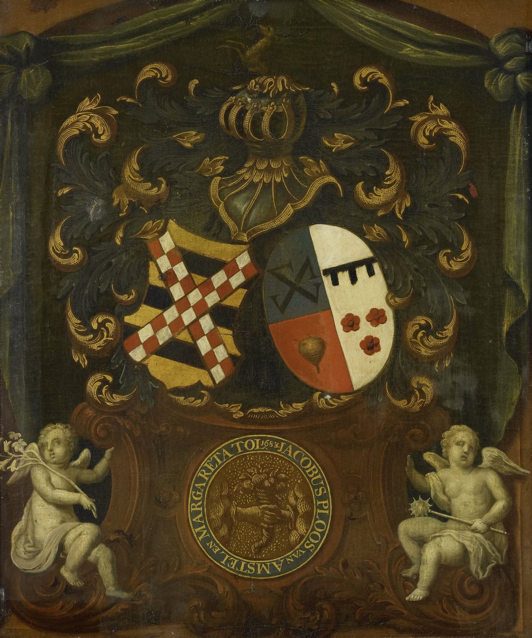 Jacob Ploos van Amstels och Margareta Tols alliansvapen, 1683 av Anonymous