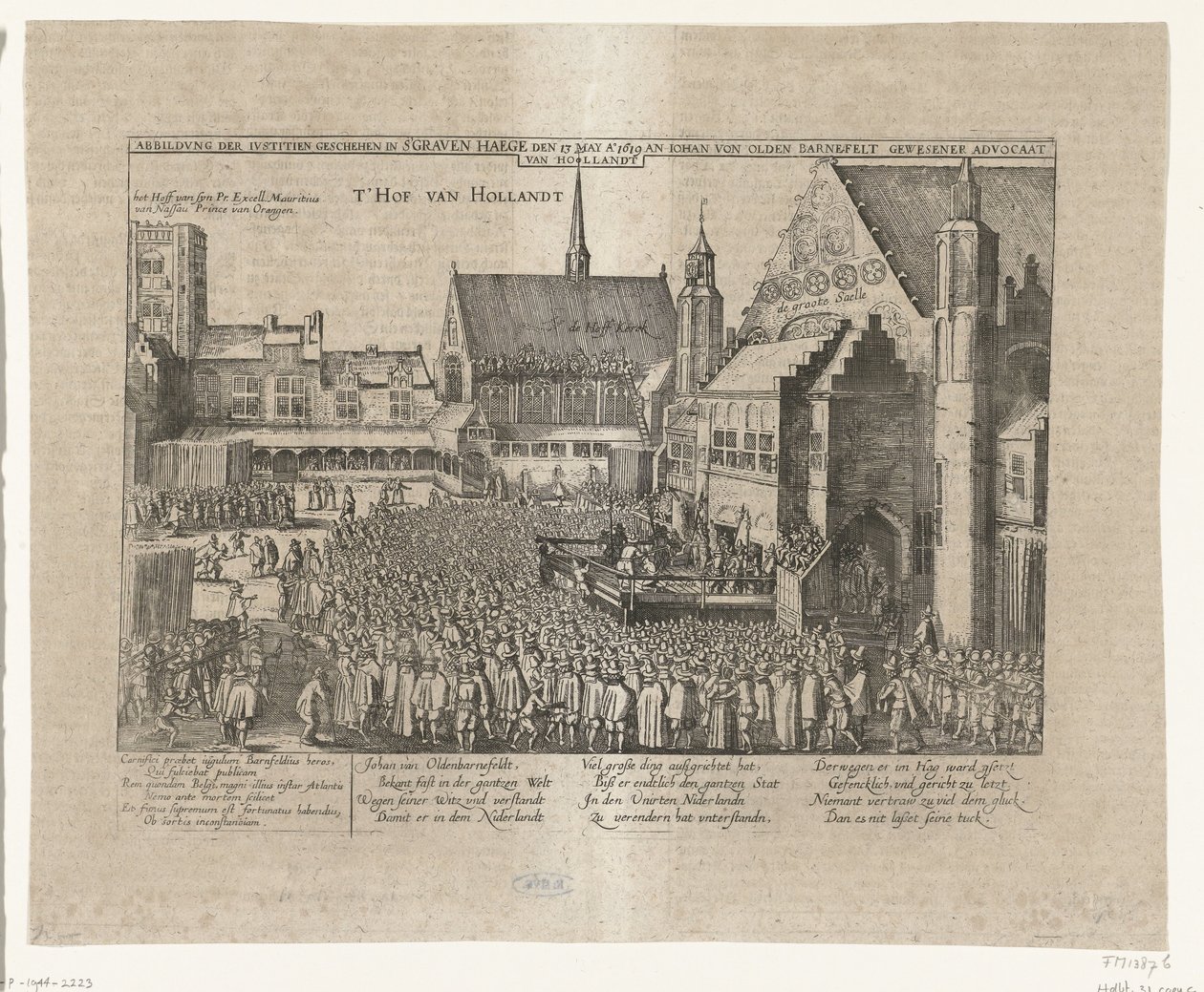 Halshuggningen av Johan van Oldenbarnevelt, 1619 Abbildung der Iustitien Geschehen in s
