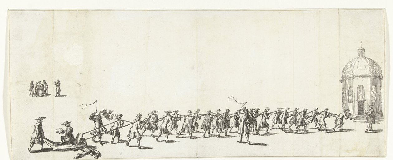 Dominicus dras på en skottkärra till Ronde Lutheran Church, 1683-1684 av Anonymous
