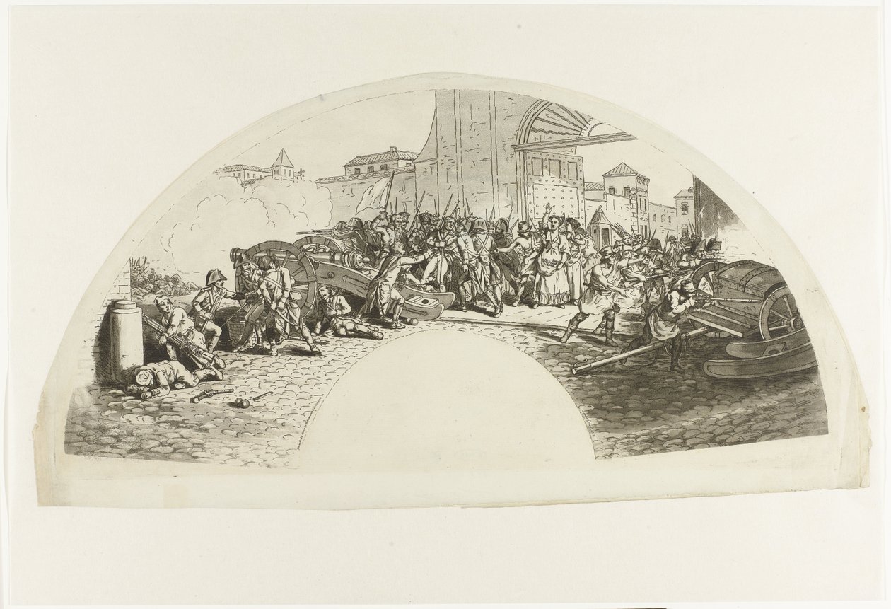 De spanska patrioterna Luis Daoiz och Pedro Velarde y Santilláns död i försvaret av Madrid mot franska trupper i Parque de Artilleria den 2 maj 1808 Dia Dos de Mayo de 1808. Och Madrid av Anonymous
