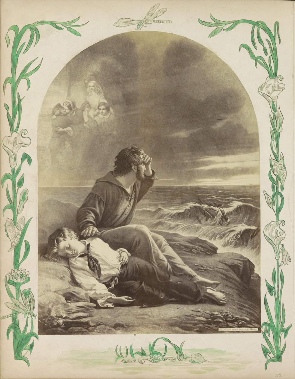 Fotoreproduktion av (förmodligen) ett tryck som heter The Sailor Boy