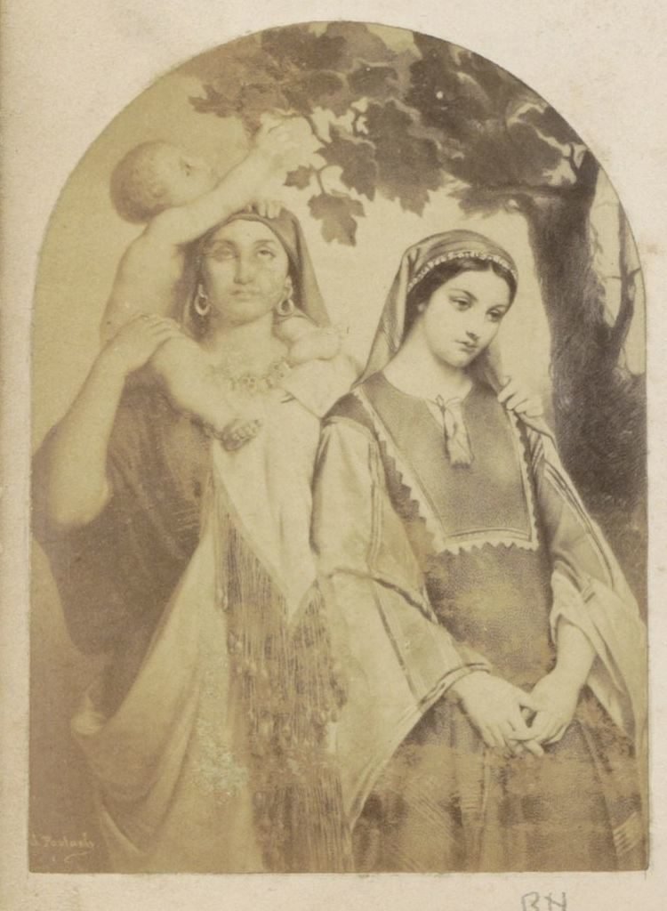 Fotoreproduktion av (förmodligen) en teckning av Maria, Jesus och Elisabeth av Anonymous