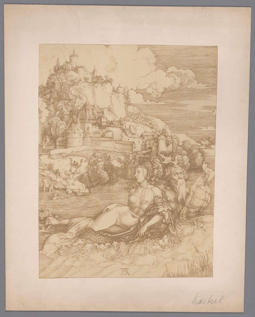 Fotoreproduktion av gravyren Abduction by the Sea Monster av Albrecht Dürer av Anonymous