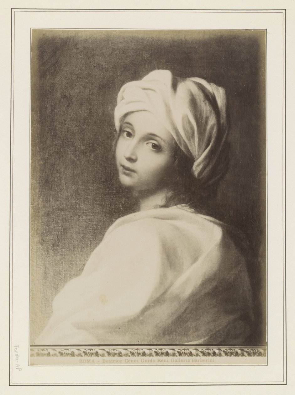 Fotoreproduktion av en målning av Guido Reni (tillskriven), föreställande Beatrice Cenci ROMA - Beatrice Cenci, Guido Reni. Galleria Barberini (titel på objekt) av Anonymous