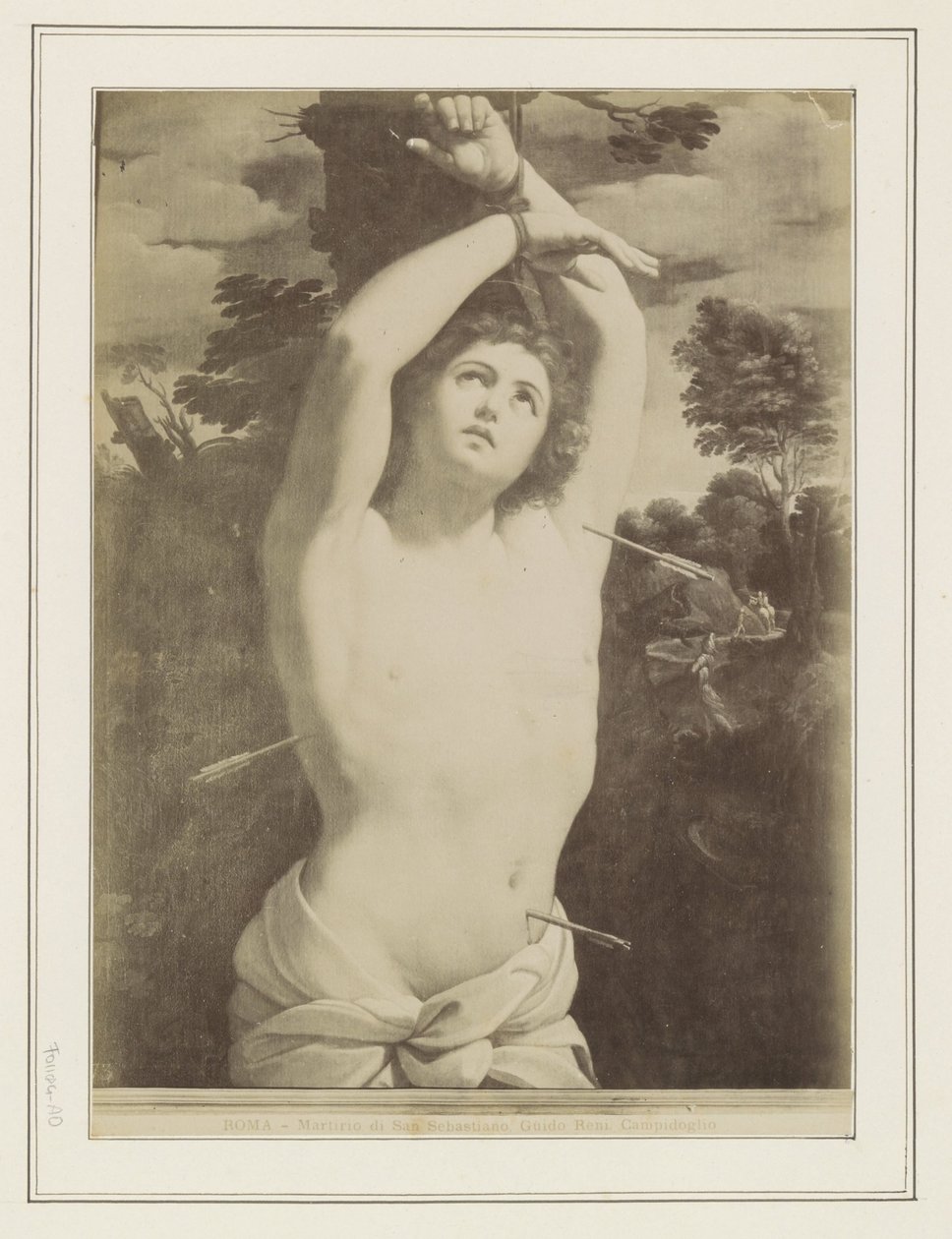 Fotoreproduktion av en målning av Guido Reni, föreställande Saint Sebastians martyrskap ROMA - Martirio di San Sebastiano, Guido Reni. Campidoglio (titel på objekt) av Anonymous