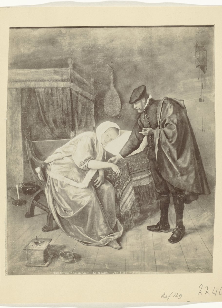 Fotoreproduktion av målningen Den sjuka kvinnan av Jan Steen Musée d