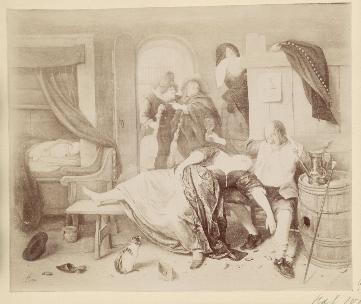 Fotoreproduktion av målningen Det berusade paret av Jan Steen av Anonymous
