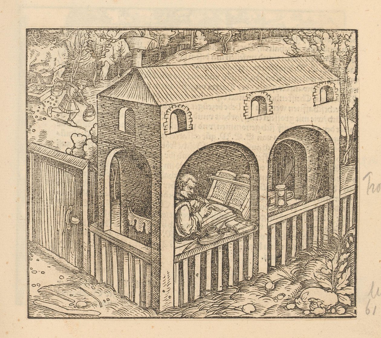 Francesco Petrarca skriver i sitt hus av Anonymous