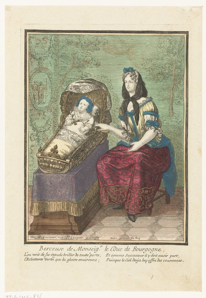 Fransk kung i en vagga Berceuse de Monsignor. Le Duc de Bourgogne. (titel på objekt) av Anonymous