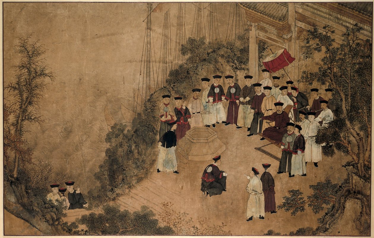 General Shi Lang med ett sällskap av dignitärer vid en brunn vid havet The Wonders of Mazu (serietitel) av Anonymous