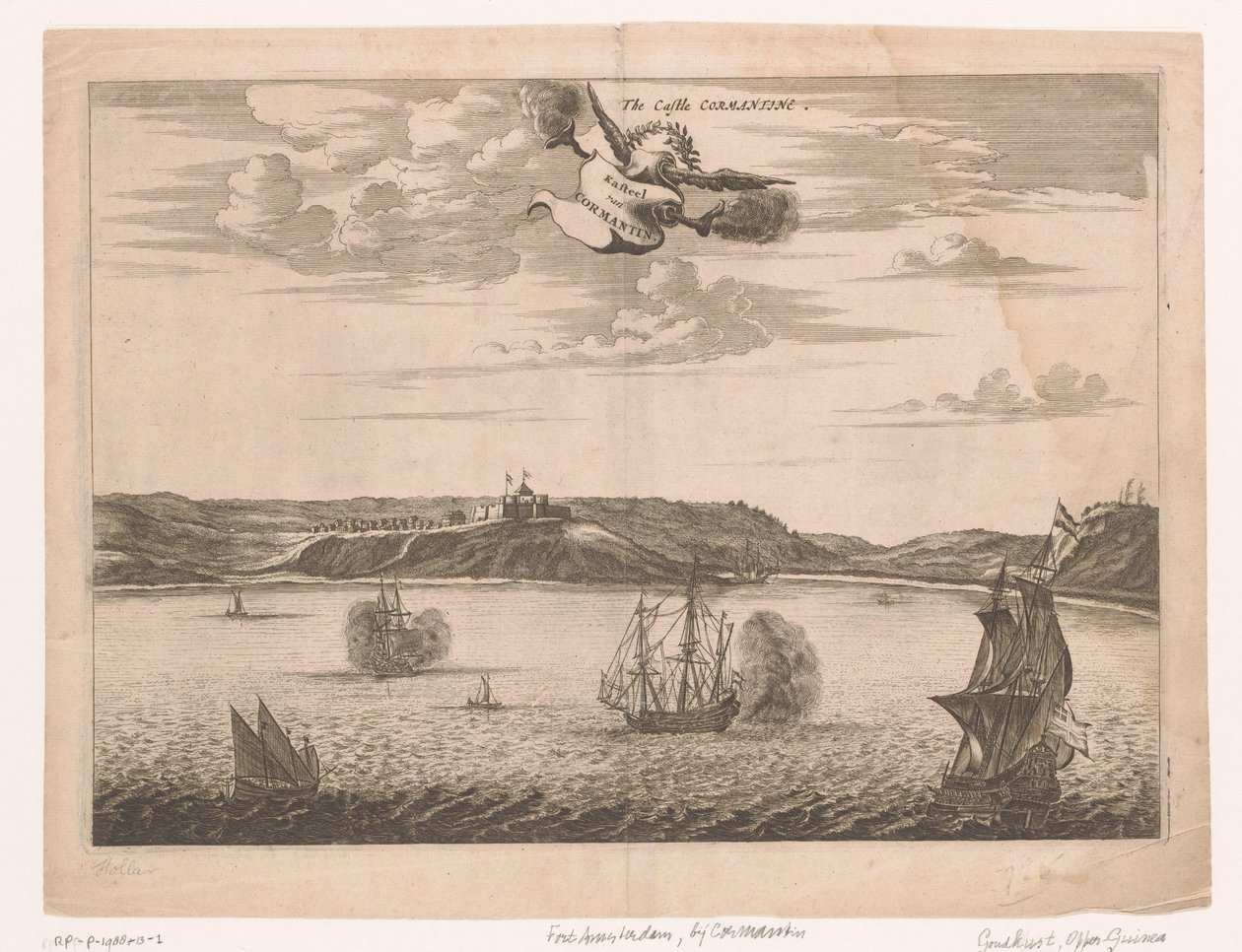 Utsikt över Fort Amsterdam i Ghana från vattnet The Castle Cormantine / Castle of Cormantin (titel på objektet) av Anonymous