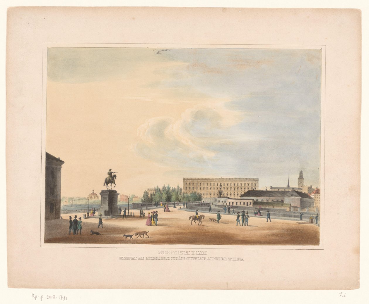Gezicht op Gustav Adolfs torg, te Stockholm Stockholm. Utsigt af Norrbro fran Gustaf Adolfs torg (title on object) av Anonymous