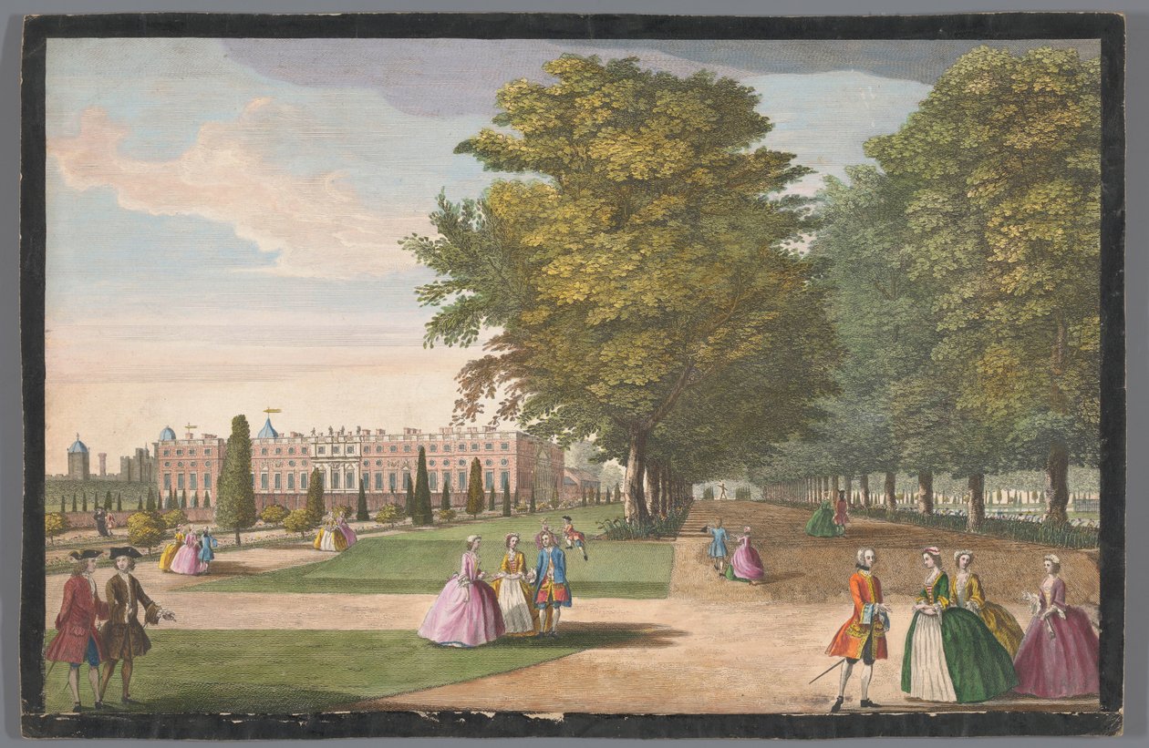 Vy över Hampton Court Palace i London sett från södra sidan av Anonymous