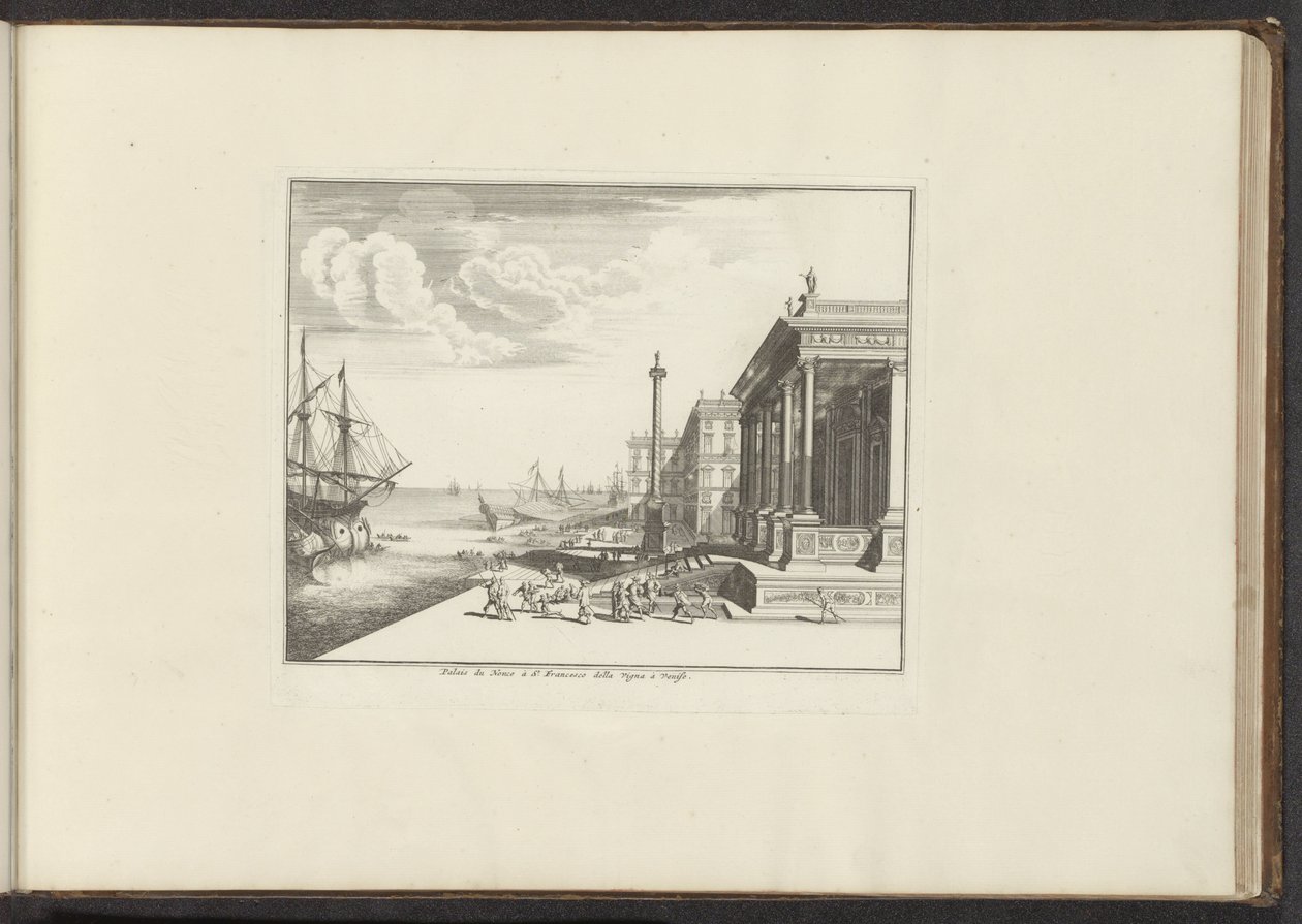 Utsikt över Palazzo del Nunzio Pontificio i Venedig Palais du Nonce à St. Francesco della Vigna à Venise (titel på objektet) Palats och monument i Venedig, Livorno, Neapel och Rom (serietitel) av Anonymous