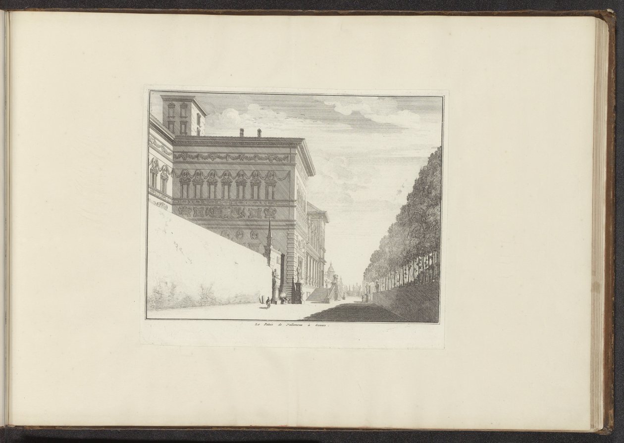 Utsikt över Villa Borghese i Rom Le Palais de Vallamena a Gennes (titel på objekt) Palats och monument i Venedig, Livorno, Neapel och Rom (serietitel) av Anonymous