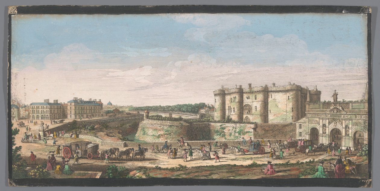Utsikt över Bastiljen och Porte Saint-Antoine i Paris Utsikt över Bastille de Paris, från Porte St. Antoine, et d