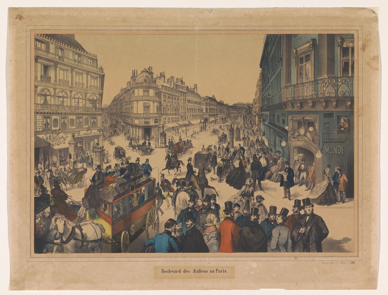 Utsikt över Boulevard des Italiens i Paris Boulevard des Italiens zu Paris (titel på objekt) av Anonymous