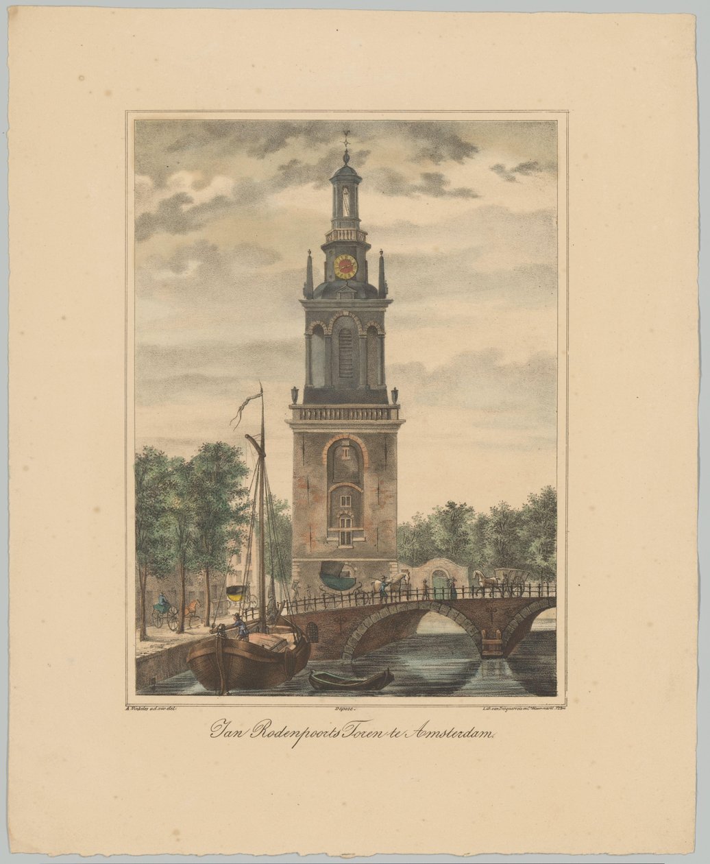 Utsikt över Jan Roodenpoortstoren i Amsterdam Jan Rodenpoorts Tower i Amsterdam (titel på objekt) Ansikten av de sex huvudtornen i staden Amsterdam. 2nd Cahier (serietitel) av Anonymous