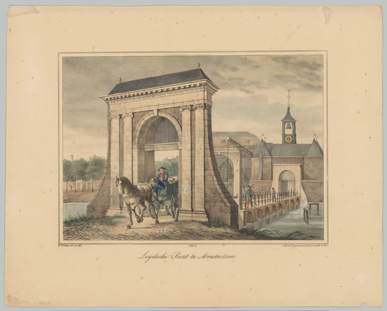 Utsikt över Leidsepoort i Amsterdam Leydsche Poort i Amsterdam (titel på objekt) Ansikten av de sex huvudportarna i staden Amsterdam. 1st Cahier (serietitel) av Anonymous