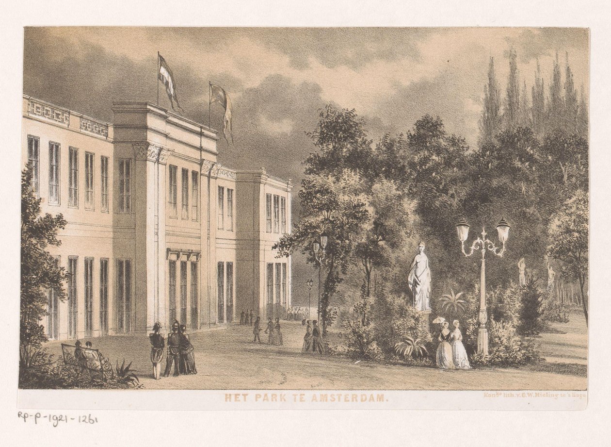 Utsikt över Parkzaal i Wertheimerparken Parken i Amsterdam 1852 (titel på objekt) av Anonymous