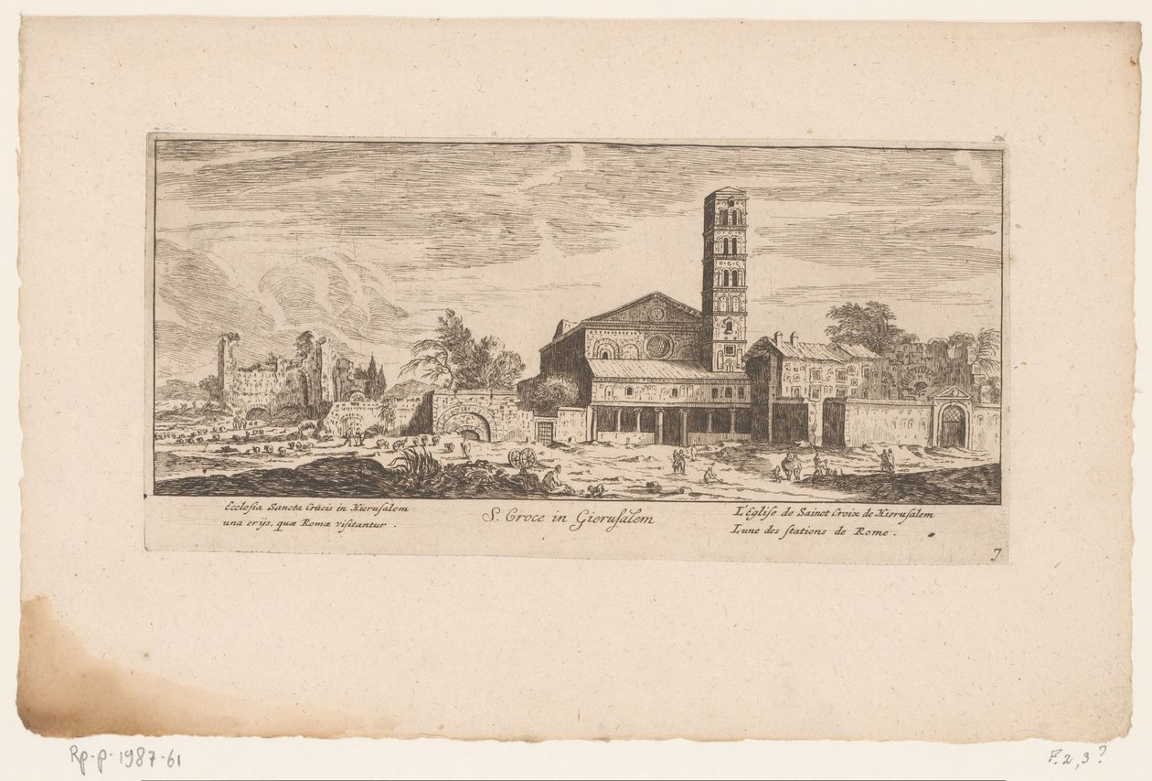 Gezicht op de Santa Croce i Gerusalemme, te Rom S. Croce i Gierusalem / Heliga korsets kyrka i Jerusalem ett (...) / L