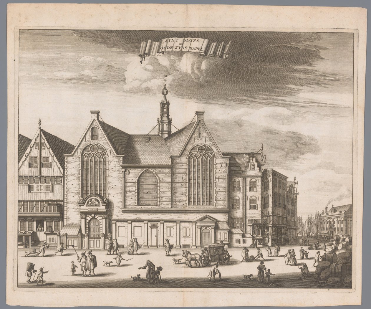 Utsikt över St. Olofs kapell (Oudezijds kapell) i Amsterdam Sint Olofs nu Oude Zyds kapell (titel på objekt) av Anonymous