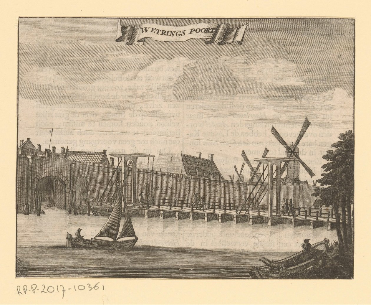 Utsikt över Weteringpoort i Amsterdam Werings Gate (titel på objekt) av Anonymous