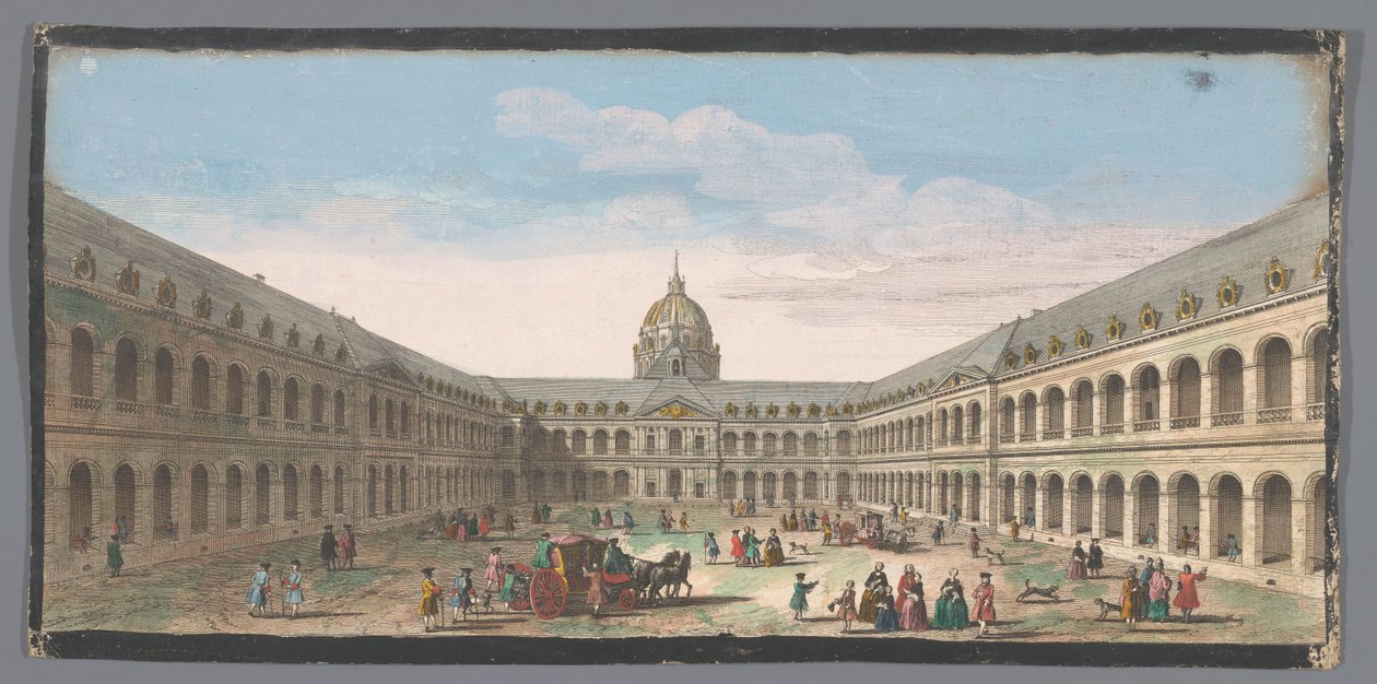 Utsikt över innergården till Hôtel des Invalides i Paris Vüe ​​de la grande cour de l