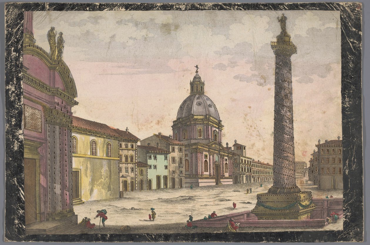 Utsikt över kyrkan Santa Maria di Loreto och Trajanus kolumn i Rom av Anonymous