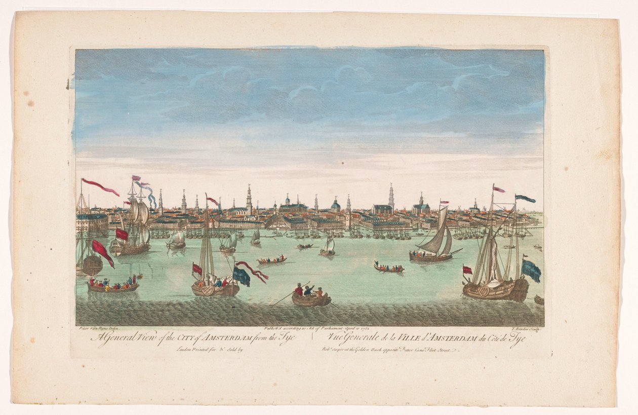Utsikt över staden Amsterdam sett från IJ En allmän bild av staden Amsterdam från Tye (titel på objekt) av Anonymous