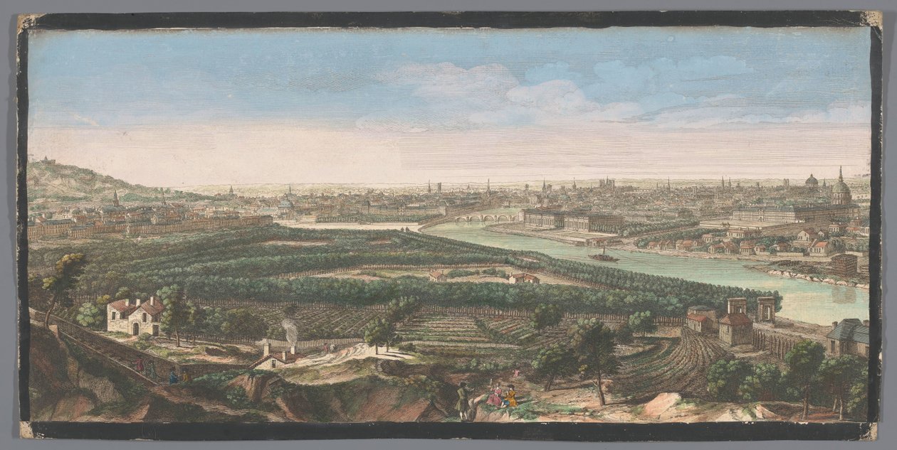 Utsikt över staden Paris sett från byn Chaillot Allmän bild av staden Paris, prize de la hauteur du village of Chaillot (titel på objekt) av Anonymous