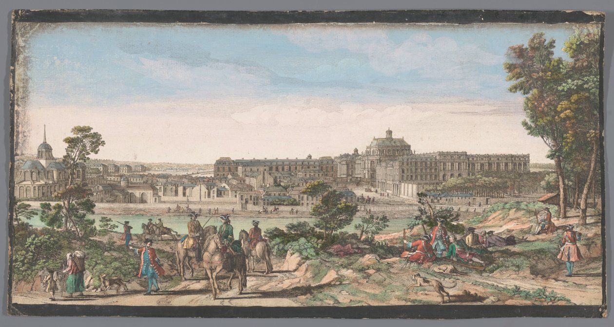 Utsikt över staden och slottet i Versailles Utsikt över slottet och en del av staden Versailles (titel på objektet) av Anonymous