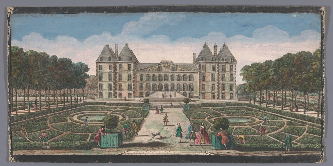 Utsikt över trädgården på Château de Saint-Maur Utsikt över Chateau Royal de Saint Maur från sidan av trädgården (titel på objektet) av Anonymous