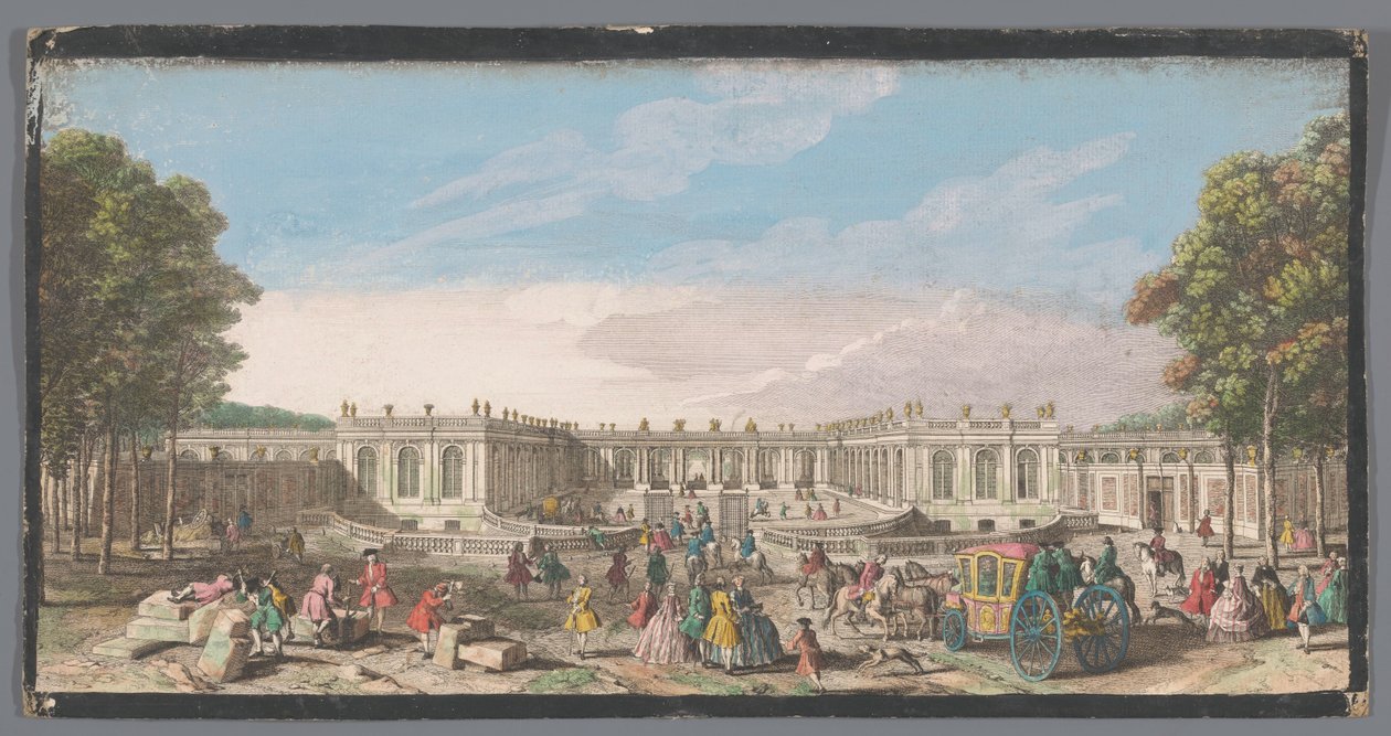 Vy över framsidan av Grand Trianon i trädgården i Versailles Vüe ​​​​de Trianon dans le Parc de Versailles du côté de l