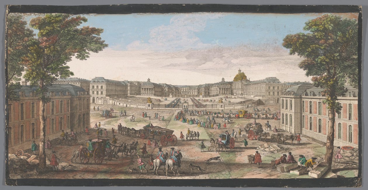 Vy över framsidan av slottet i Versailles Diverse vyer du Chateau de Versailles (titel på objekt) av Anonymous