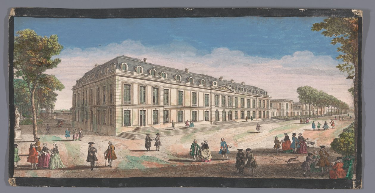 Utsikt över Château de Choisy sett från trädgården Vüe ​​​​de la Maison Royalle de Choisy du côté du jardin (titel på objektet) av Anonymous