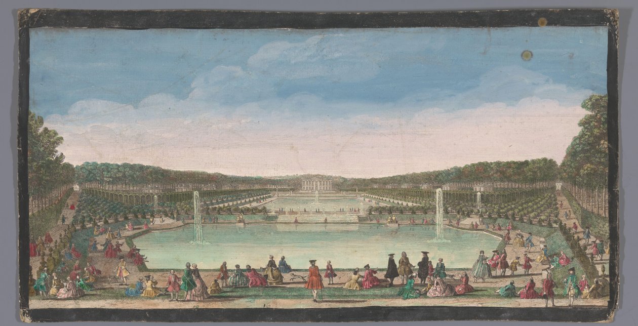 Utsikt över Château de Marly Vue du Chateau de Marli-priset du bas du grand parterre (titel på objekt) av Anonymous