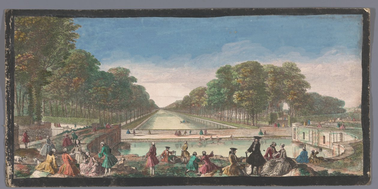 Utsikt över Canal Grande i trädgården på Palais de Fontainebleau Veüe du Canal, Fontainebleau (titel på objekt) av Anonymous